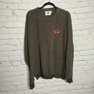 Vintage Lee Sport Chicago Bulls Logo Black/Brown Pullover Crewneck Sweater 2XL